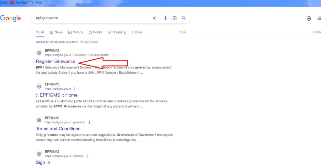 How to register grievance in epfo