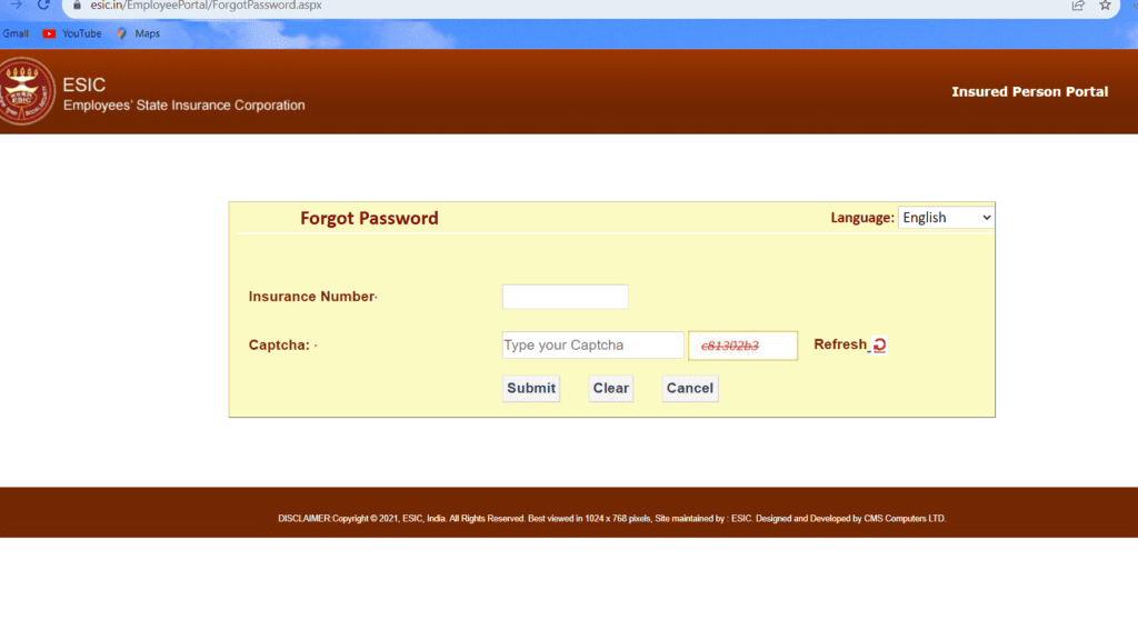 forgot esic password