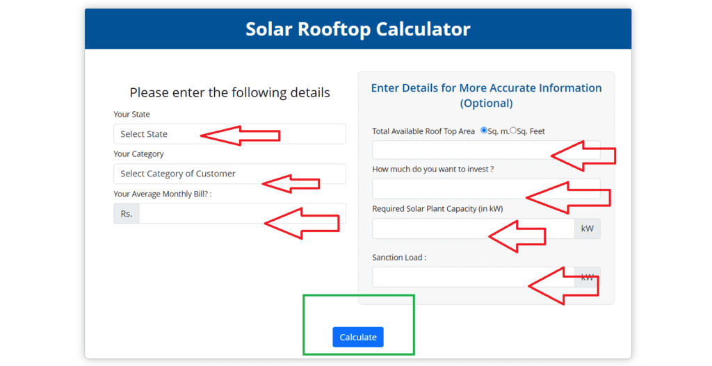 Solar Rooftop Calculator